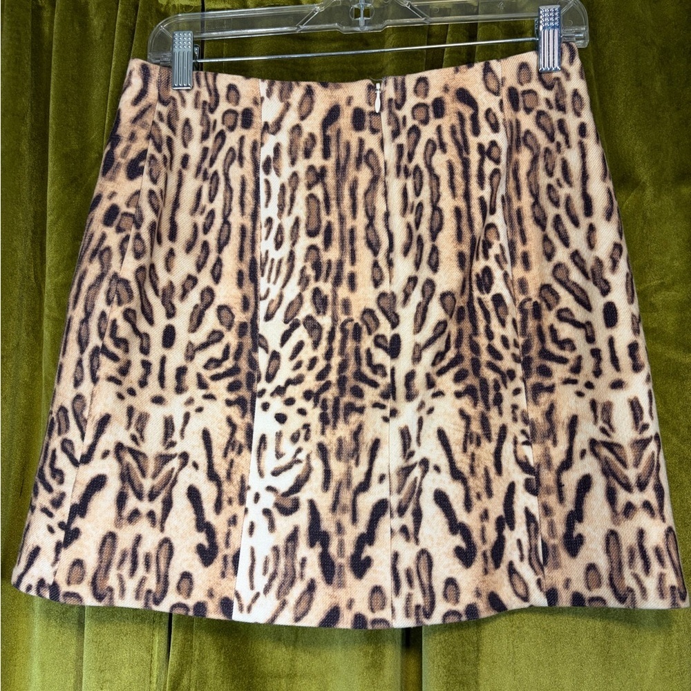 Adam Lippes Leopard Print Wool silk lined Layered Mini Skirt Size 2 Retail $400+ - Picture 6 of 7